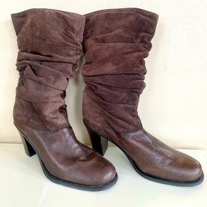 Mid-calf brown suede boots
